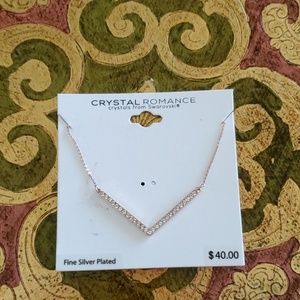 Crystal Romance V Neck Rose Gold Pendant Necklace